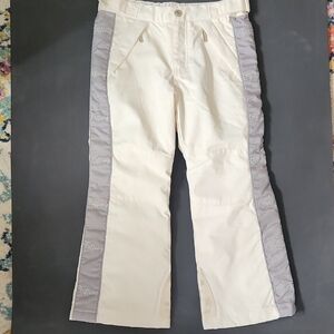 Tiffany Junior Kids White Gray and Silver Ski Snowboard Pants Sz 120/6-7